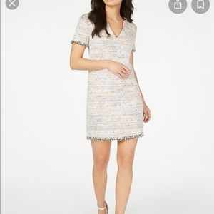 Trina Turk Frayed-Trim Tweed Sheath Dress size 8